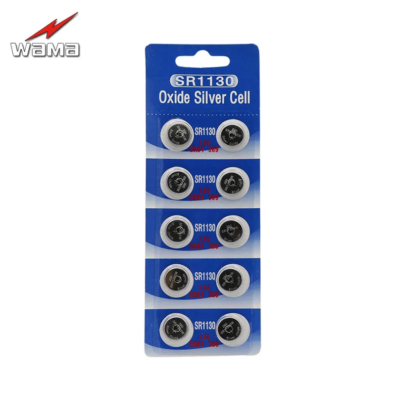 10x Wama SR1130 SR1130SW 389/390 Серебряный оксид 1 55 в батарея без ртути высокое качество
