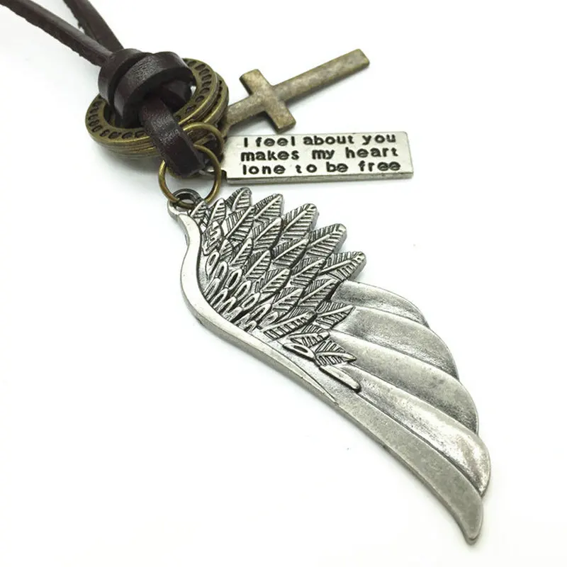 Женское винтажное ожерелье ручной работы кулон с крыльями ангела из натуральной