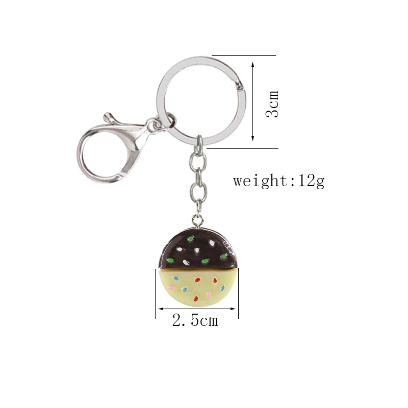 Cute Imitation food Keychain Hamburger fries coffee milk popcorn cookies Key Chain Alloy resin Keyring Accessories Jewelry | Украшения и