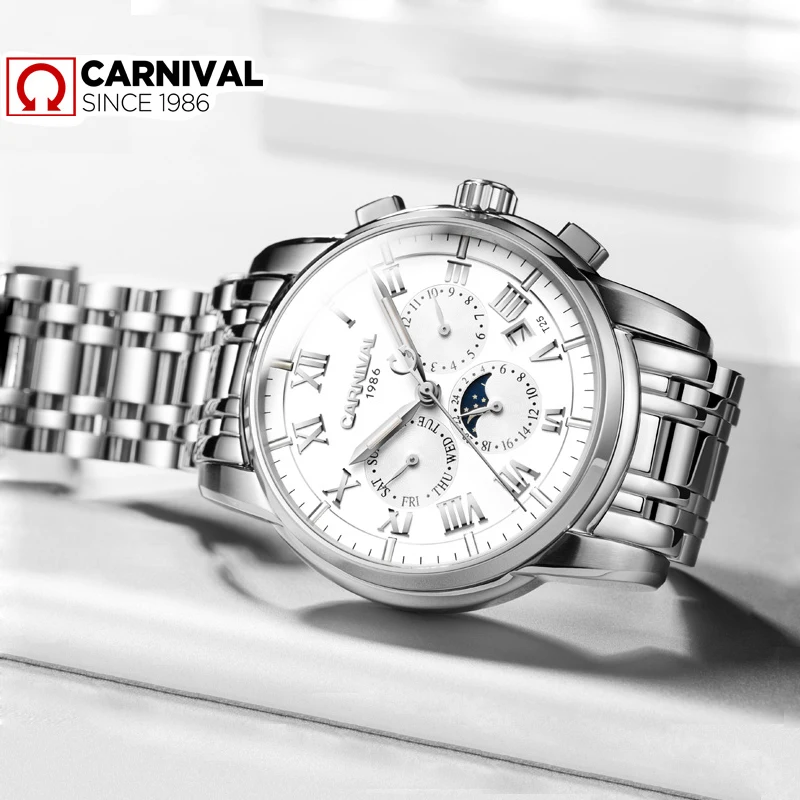 Мужские часы Tritium армейские водонепроницаемые механические с Луной и фазой