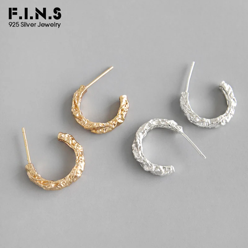 Женские серьги кольца F.I.N.S корейские необычные из стерлингового серебра 925 пробы