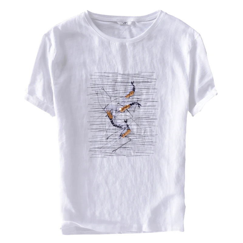 

New arrival Italy style brand linen t shirt men summer white mens t-shirt tops casual fashion t shirts male camisa chemise