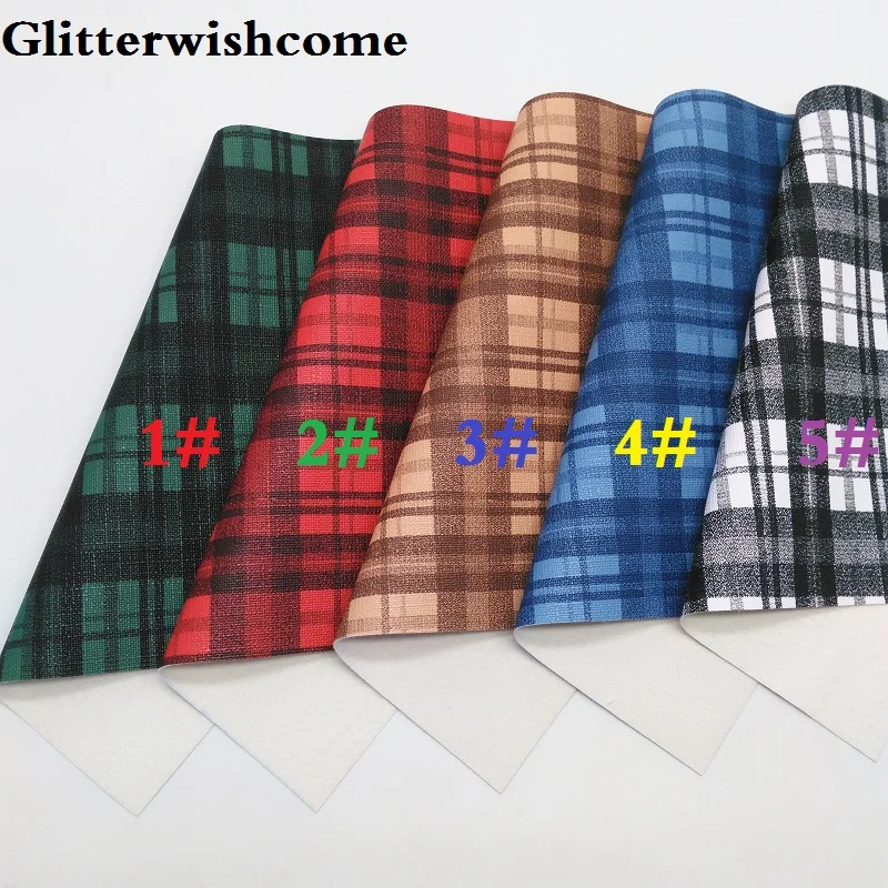 Glitterwishcome 21X29 см A4 размер винил для бантов печатные пледы тартан кожа Fabirc искусственная кожа листы для бантов, GM218A