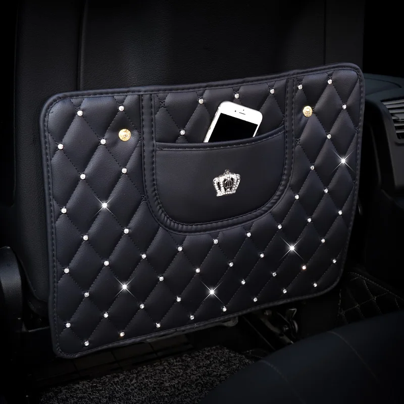 Luxurious crown Стразы, кожаный чехол на заднее сиденье автомобиля, защита, кристальная Корона, авто, анти-удар, коврик, износостойкий, коврик, анти-грязный, коврик для детей - Название цвета: Luxurious crown