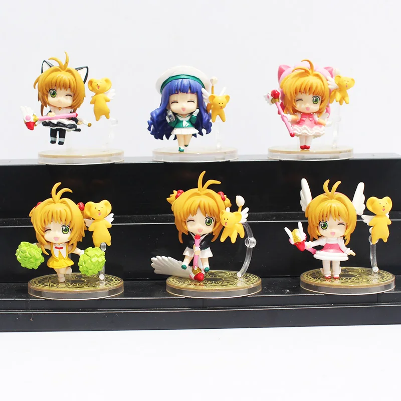 Аниме Cardcaptor фигурки Сакура Kinomoto Sakura Daidouji Tomoyo ПВХ экшн Фигурки игрушки 6 шт./компл. 2