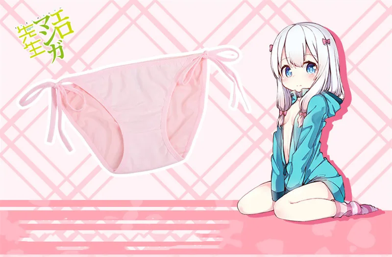 ZOCBBT,, косплей, Izumi Sagiri, трусики, нейлон, розовый, однотонный, полупрозрачный, бандаж, галстук, трусики, аниме, сексуальные трусы для девочек и женщин