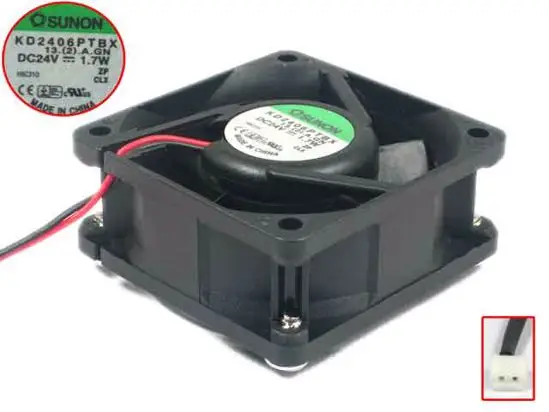 SUNON KD2406PTBX 13.(2).A.GN 24 В постоянного тока 1,7 Вт 60x60x25 мм 2-проводной Вентилятор охлаждения сервера