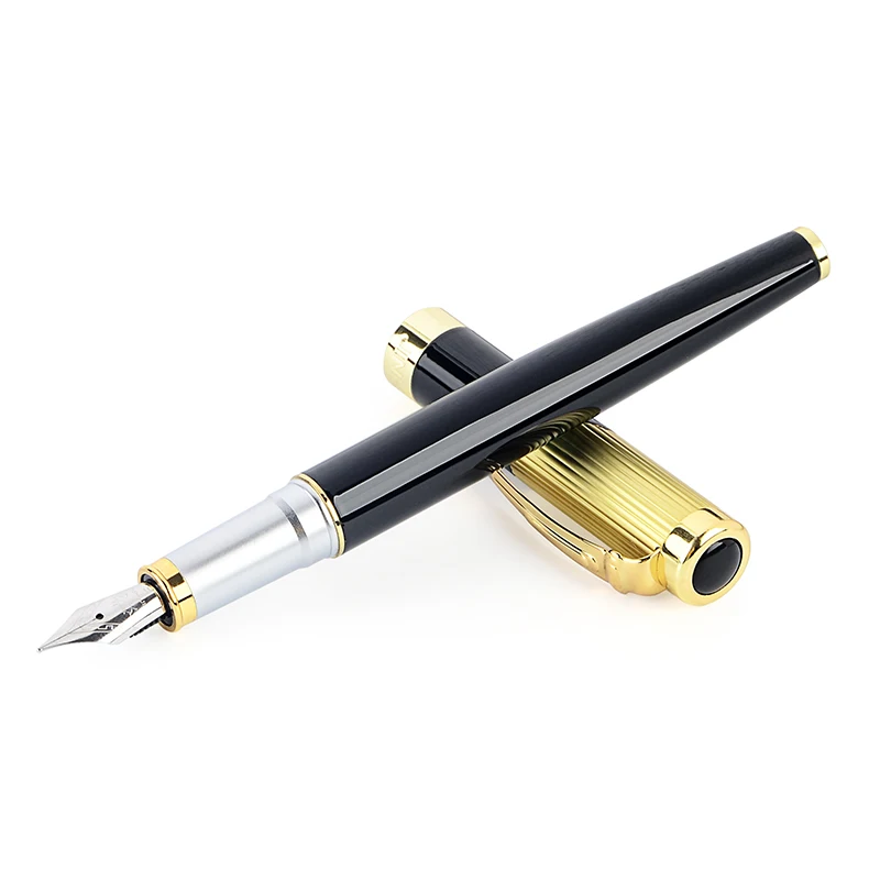 

Luxury High Quality Jinhao 9009 Black Golden Fountain Pen Office School Medium Nib Gem Hool Trim Iraurita Writing Ink Pen Supply