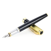 luxury high quality jinhao 9009 black golden fountain pen office school medium nib gem hool trim iraurita writing ink pen supply