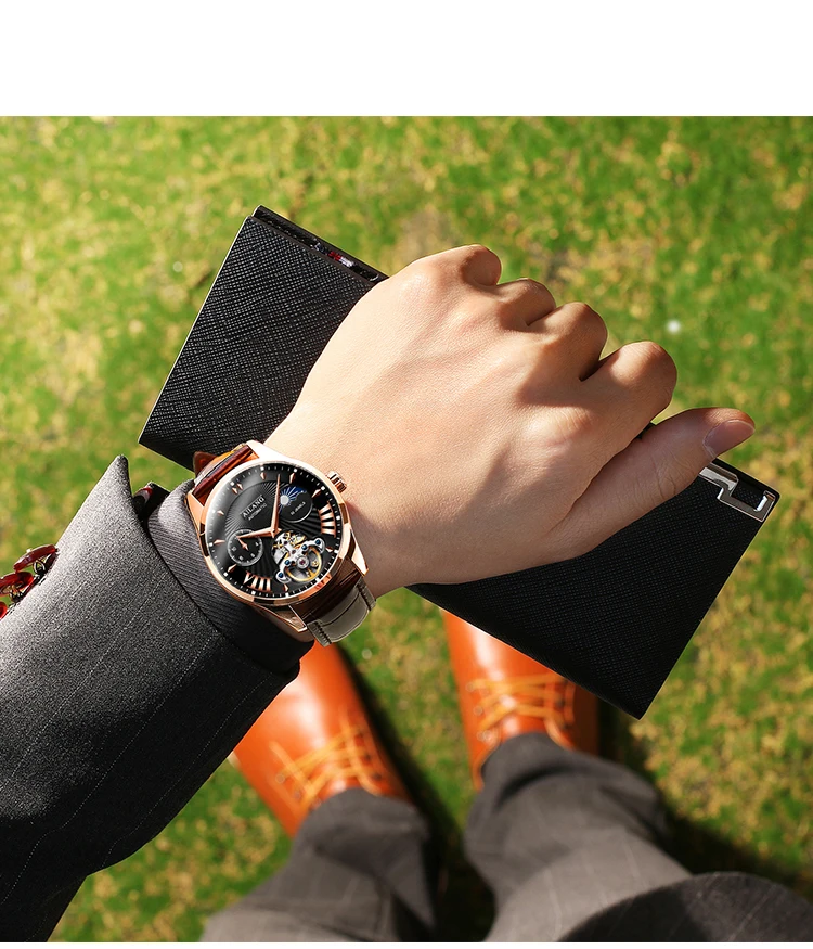 AILANG качественные мужские часы Tourbillon Мужские солнцезащитные/лунные фазный автоматический швейцарские дизельные часы Механ