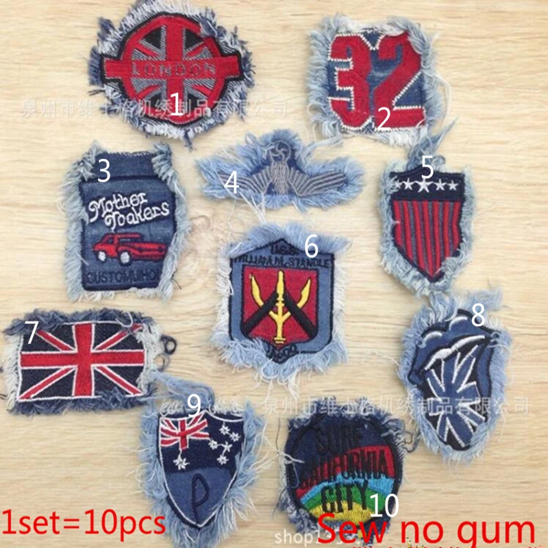 1 шт. Прошитые наклейки из джинсовой ткани в уличном стиле Персонализированный