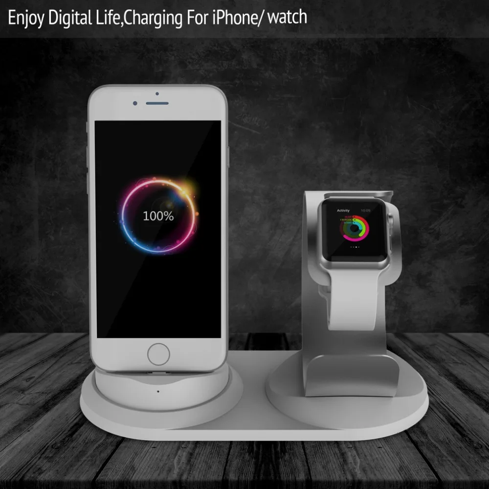 2 в 1 Зарядное устройство Док-станция Подставка держатель для всех Apple Watch серии зарядная док-станция база для iPhone X Xs Max XR 8 7 Plus