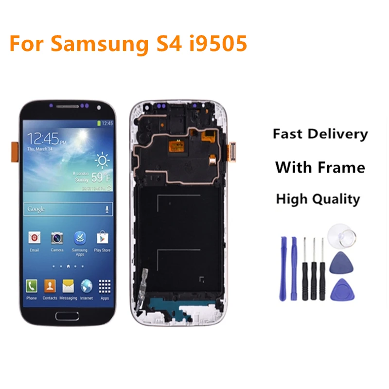 1 шт. 100% Высокое качество 5 0 ''ЖК дисплей для Samsung S4 сенсорный экран с рамкой GT i9505