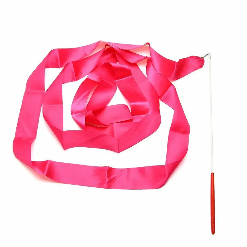 Rose Red 4 м красочные ленты для спортзала, танцевальная лента, художественная гимнастика, балетный стример, Вертлюг, палочка для профессиональных тренировок в тренажерном зале - Цвет: Rose Red