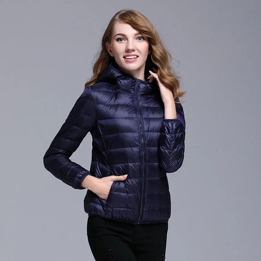 Super Light White Duck Down Jacket Women Autumn Winter Warm Coat Female Hooded | Женская одежда