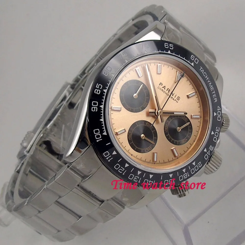 Мужские кварцевые часы PARNIS водонепроницаемые стальные золотые с циферблатом 24