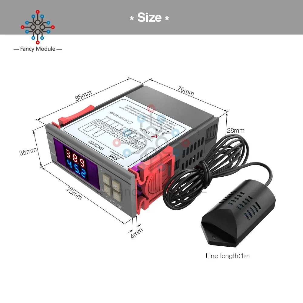 SHT2000 10A DC 12 72V широкий светодиодный цифровой термостат гигрометр термометр