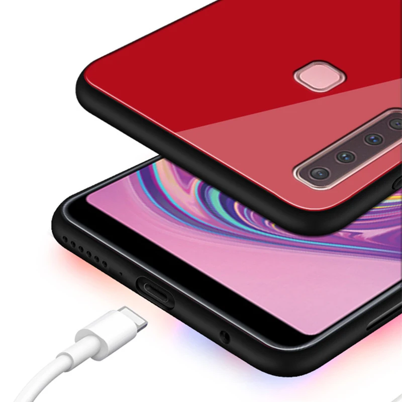 Стеклянный чехол Suntaiho для Samsung Galaxy A9 2018 lite S8 S9 plus Note 9 задняя крышка из ТПУ с краями