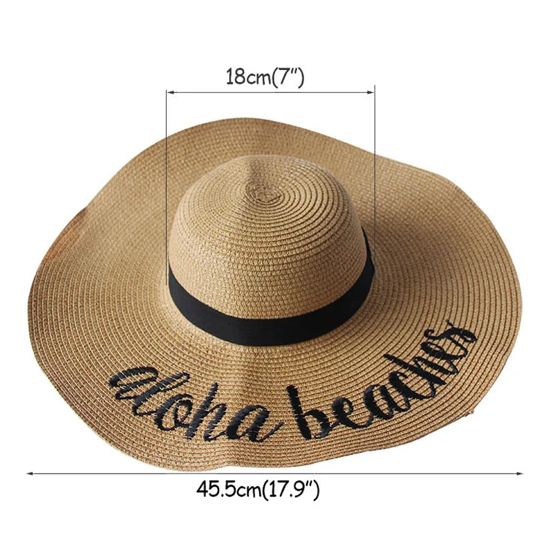 aloha beaches Женские соломенные шляпы шляпа от солнца с невестой быть и Алоха пляжи буквы Гавайская тема девичник вечеринка Свадьба украшения - Цвет: aloha beaches