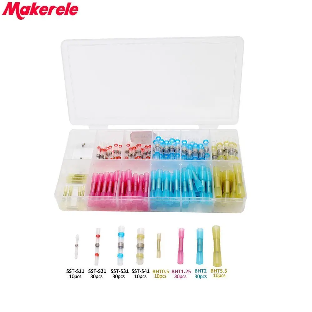

Heat Shrink Butt Connectors 160pcs/Box GP-H006 Assorted Insulated Electrical Wire Solder Sleeve makerele