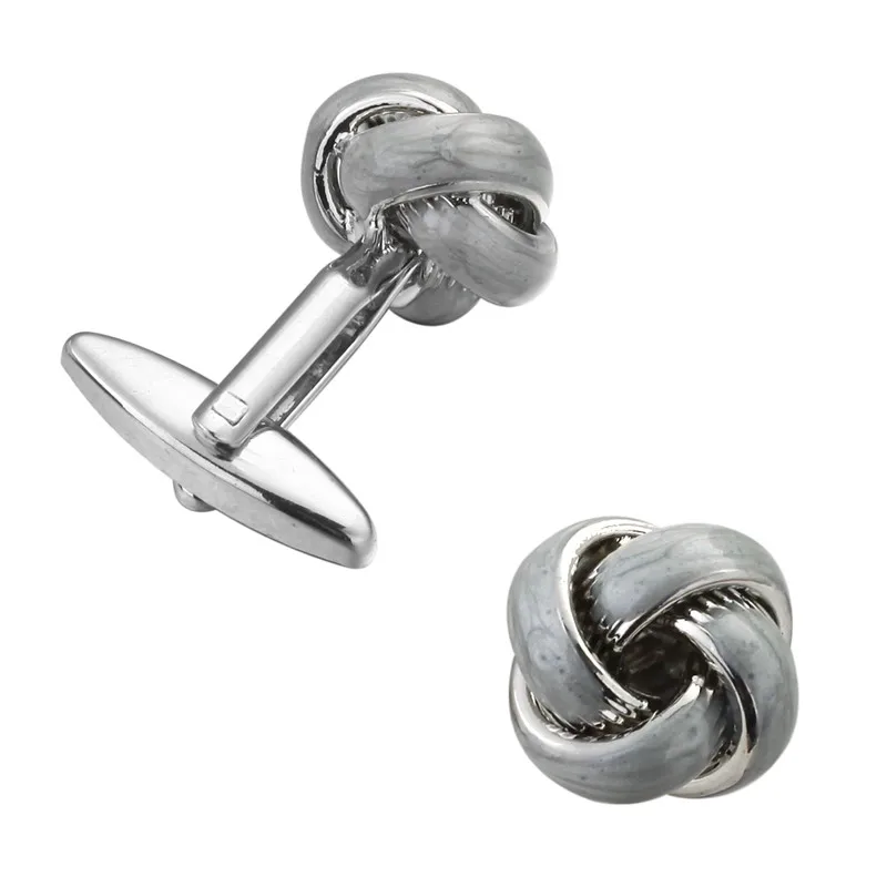 Мужские Подарочные запонки с узлом новинка серые серебристого цвета стандартные