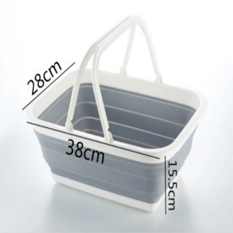 Foldable Vegetable Basket Fruit Basket High-elasticity Silica Gel Folding Basket Portable Shopping Basket Picnic Bag