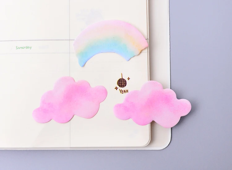 2 шт./лот Творческий Радуга облако memo pad Sticky заметки тетрадь стикеры школьные принадлежности канцелярские