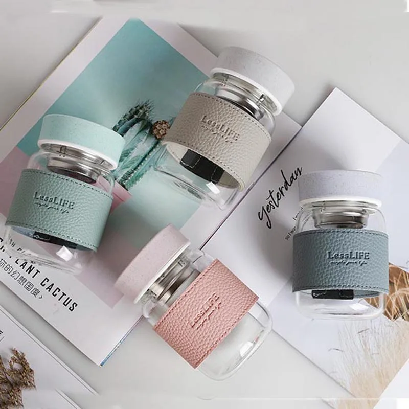 Стеклянные бутылки для воды 360 мл с фильтром из нержавеющей стали портативный