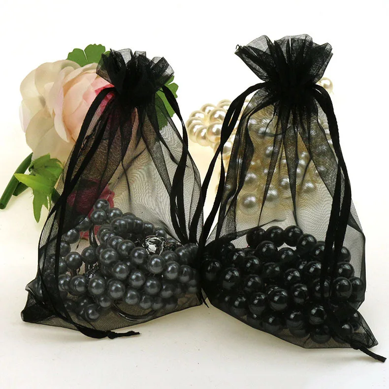 11x16 см черная органза мешки для украшений рождественские подарочные маленькие