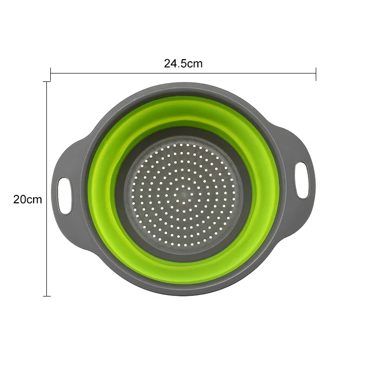 1Pc Green Small Складной силиконовый дуршлаг для кухни, корзина для мытья фруктов и овощей, сетчатый фильтр, складная корзина, сушилка, кухонный инструмент - Цвет: 1Pc Green Small