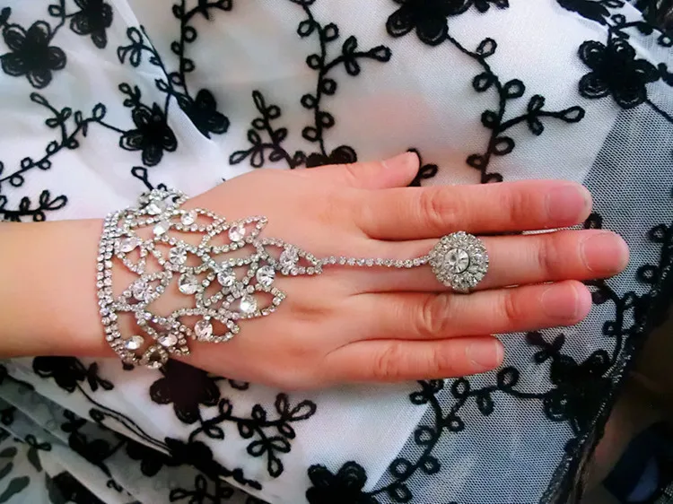 Новый роскошный свадебный ювелирный браслет-цепочка для невесты с кристаллами