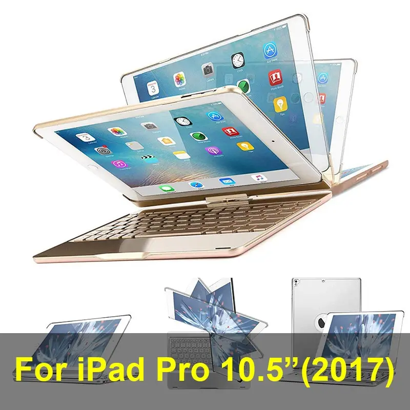 Pro 10.5 - Gold Для iPad Pro 11 10,5 9,7 чехол клавиатура вращение на 360 7 цветов с Подсветкой Bluetooth клавиатура чехол для iPad Pro Funda - Цвет: Pro 10.5 - Gold