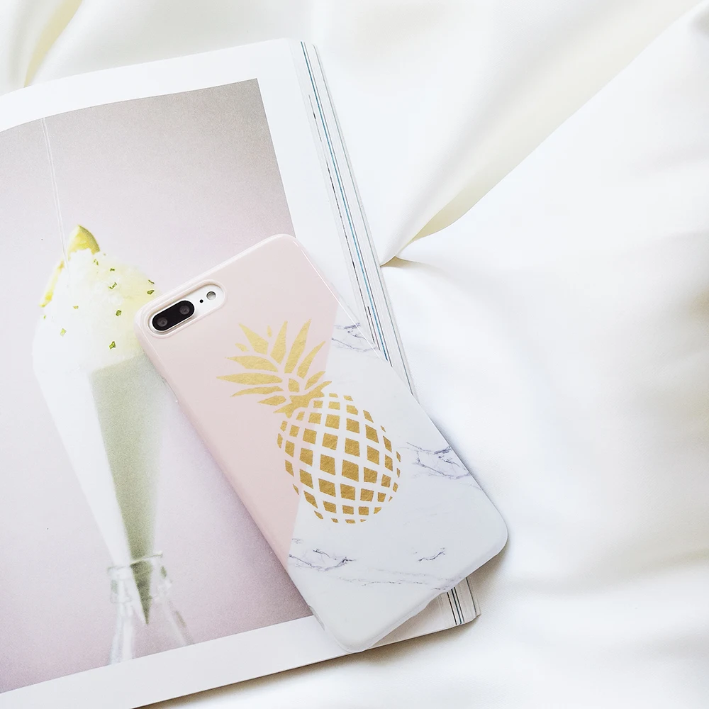 Милый жесткий чехол для телефона с изображением ананаса и мрамора iPhone Xs Xsmax Xr X 8 7 6s