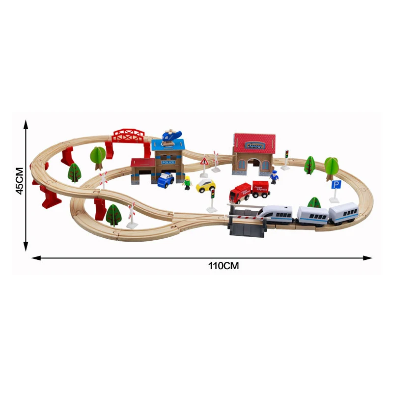 88 шт. деревянный поезд трек Железнодорожный самолет набор Магнитный автомобиль
