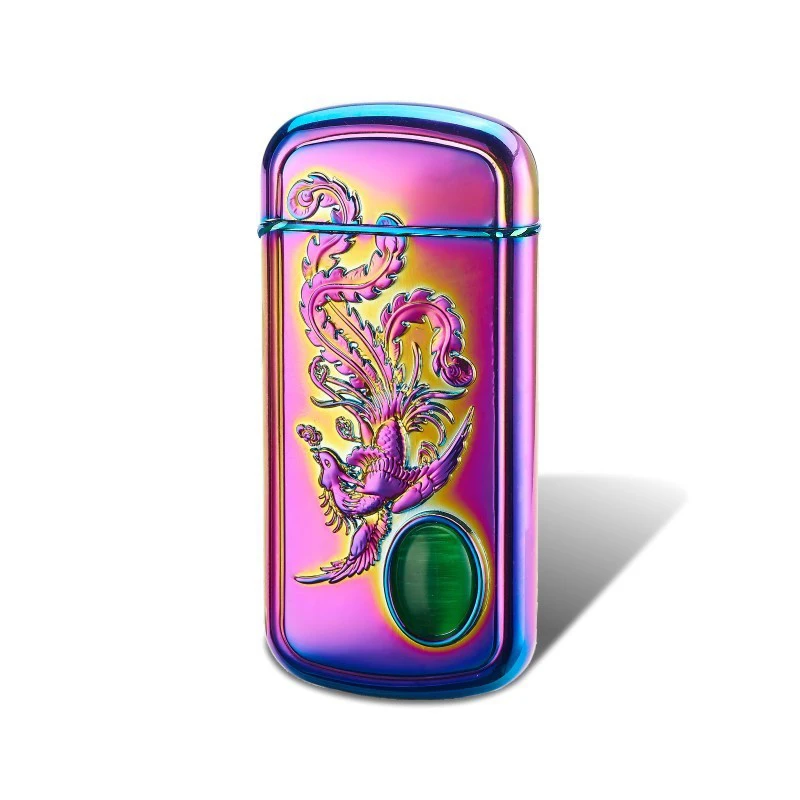 USB перезаряжаемая Зажигалка ультра-тонкий металлический корпус 3D зажигалки с