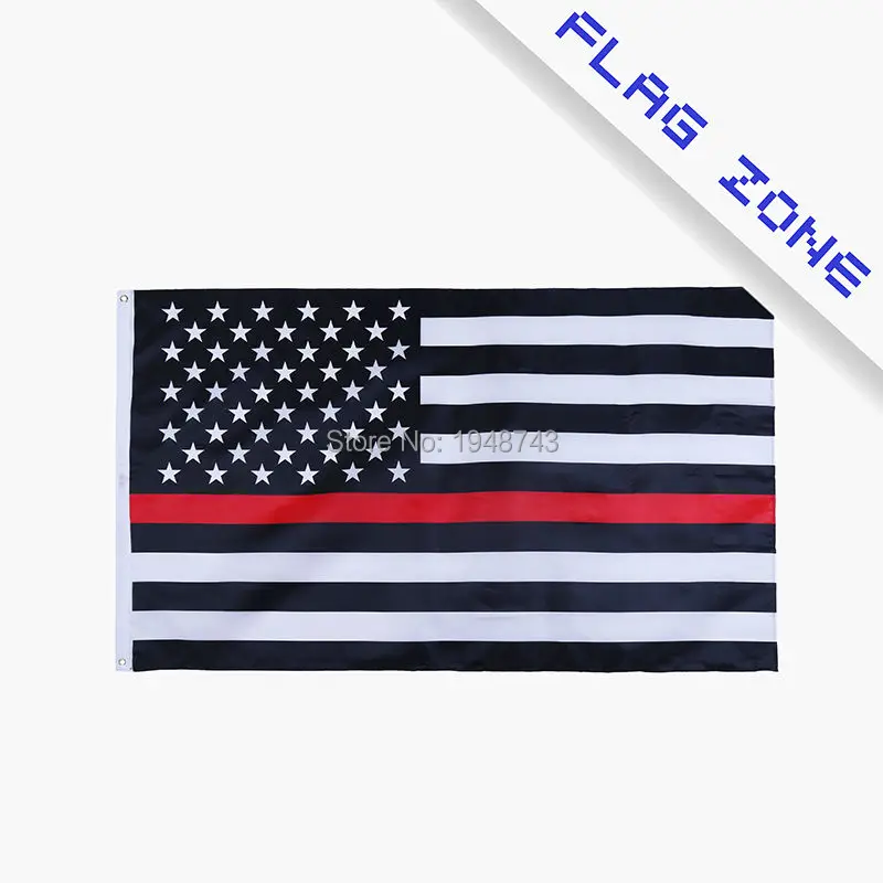 Полицейские флаги RedLine тонкие красные лески 3 на 5 футов с синими лесками черные