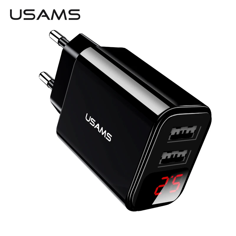 USAMS зарядное устройство с двумя usb портами светодиодный дисплей портативное