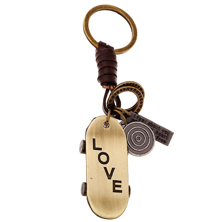 Винтажный Брелок Love для скутера брелок из сплава и натуральной кожи автомобиля