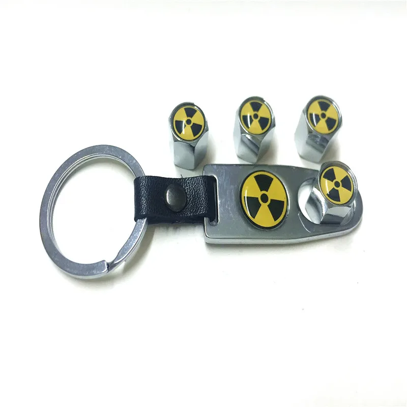 Серебряный автомобильный Стайлинг атомная бомба оружие логотип колпачок клапана шины с кольцом для ключей