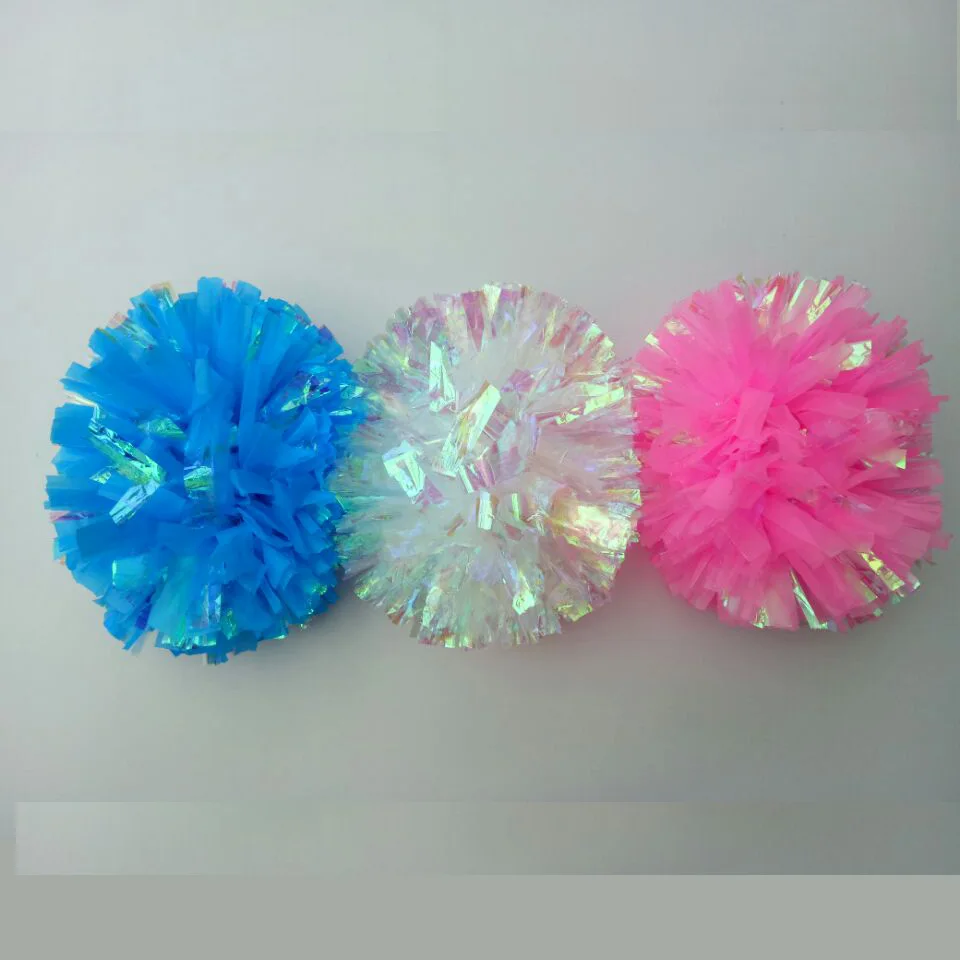 Детский лазерный помпон для чирлидинга белый Радужный пластиковый зеленый синий
