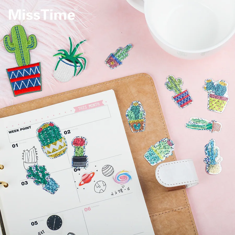 

30pcs/pack Cactus Laser Decorative Sticker Set Diary Album Label Stickers DIY Stationery Stickers Gift Diary Deco Pack