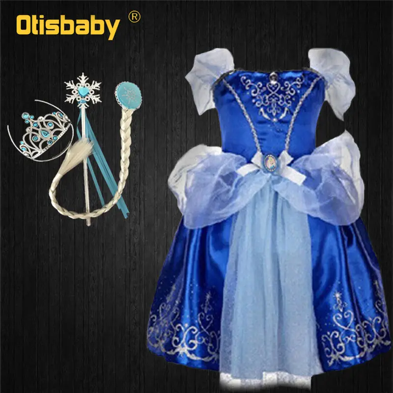 OTISBABY/нарядное платье для девочек в стиле Рапунцель детский летний костюм принцессы для костюмированной вечеринки детская белоснежная Золушка красавица, вечерние платья - Цвет: A1