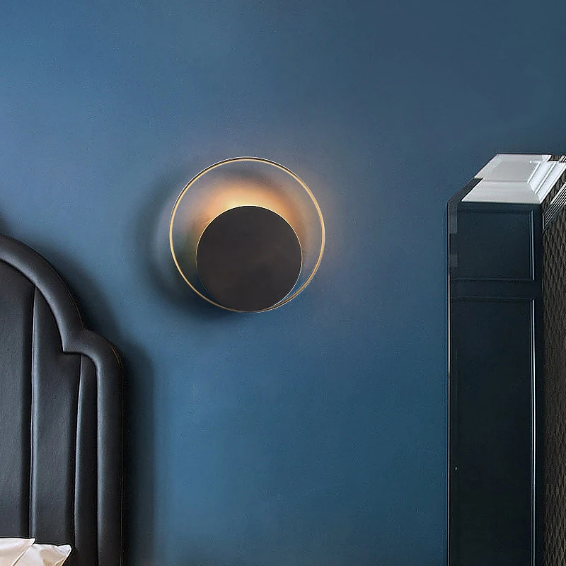 Post modern all copper wall lamp gold with black body corridor foyer decoration lighting Nrodic creative sconce light | Освещение