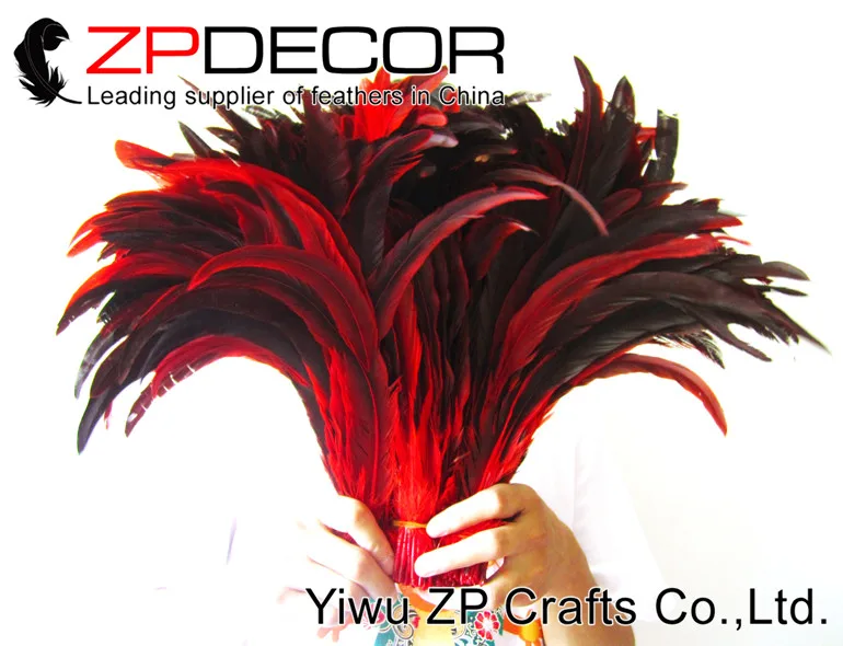 Zpdecor 100 шт./лот 35-40 см(14-16 дюймов) на выбор окрашенный красный Rooser Coque Tial половина бронзового пера карнавальный Декор
