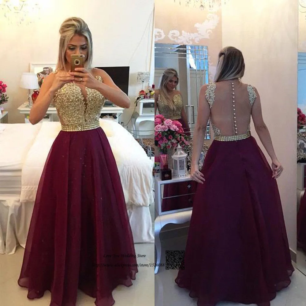 Robe de Soiree Courte 2017 Формальные Длинные вечерние платья органза цвета Бургунди