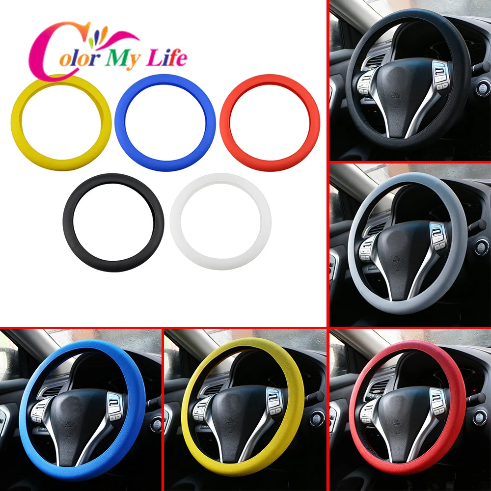 

Car Auto Silicone Steering Wheel Glove Cover Soft Multi Color Universal Skin Soft Silicon Steering Wheel Covers Accessories