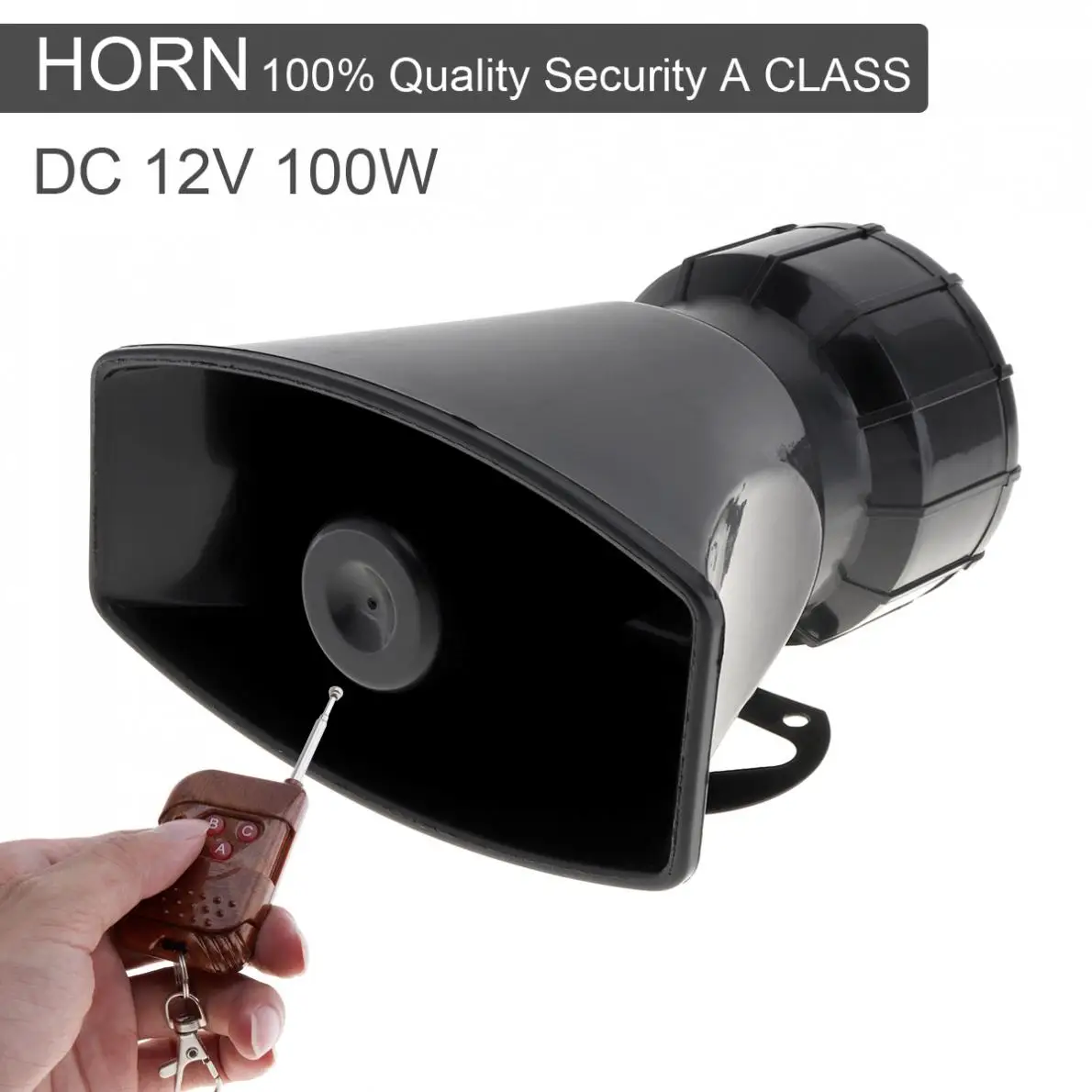 

100W 12V 7 Sound Loud Car Warning Alarm Police Fire Siren Horn Speaker with Brown Remote Controller with 120 to 150dB