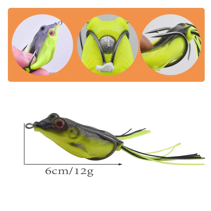 1 шт. 5 см 12 г Topwater мягкая резиновая в виде лягушки рыболовные приманки с крючками