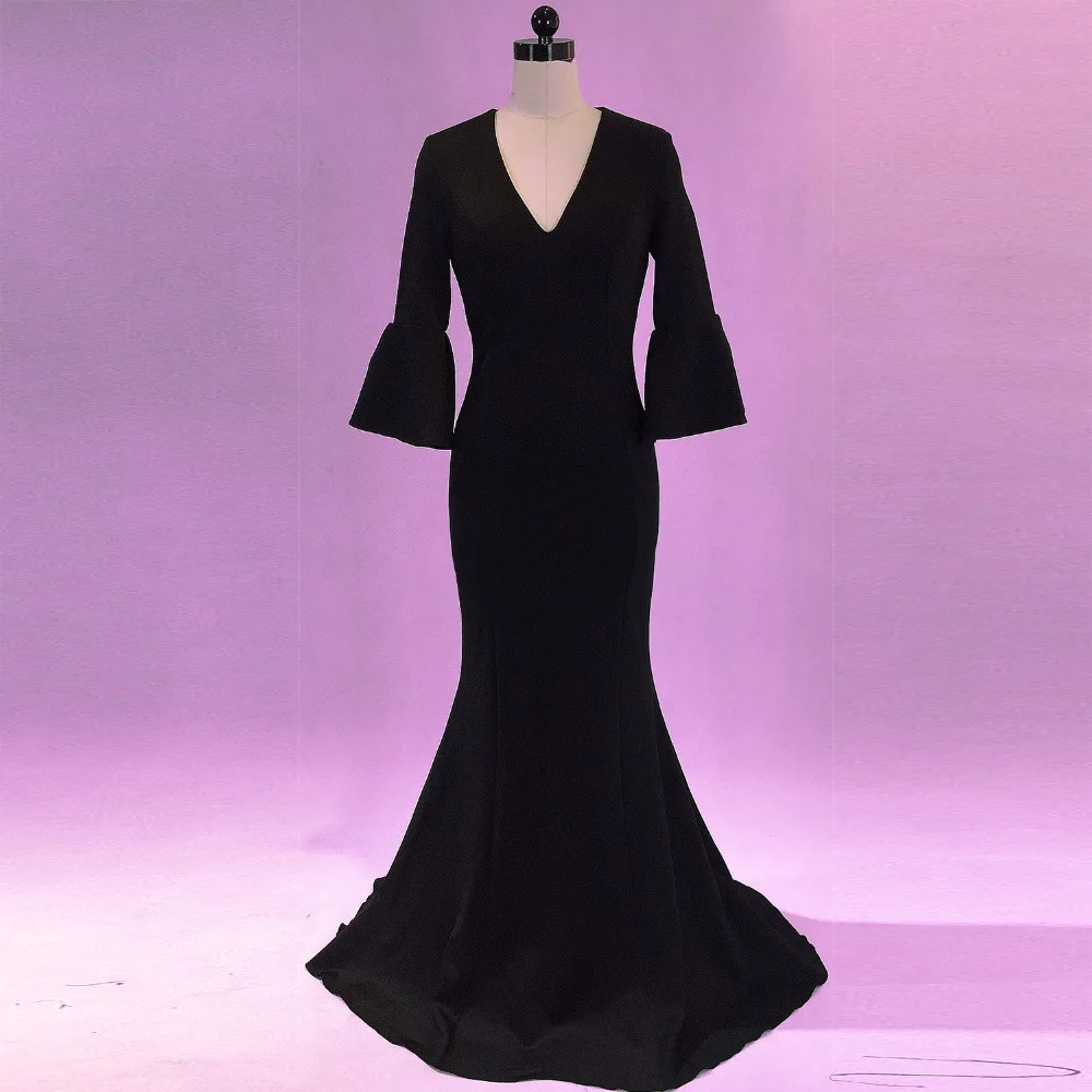 

CX SHINE V NECK blue navy red half sleeve mermaid trumpet long evening dresses robe de soiree long prom party dress Vestidos