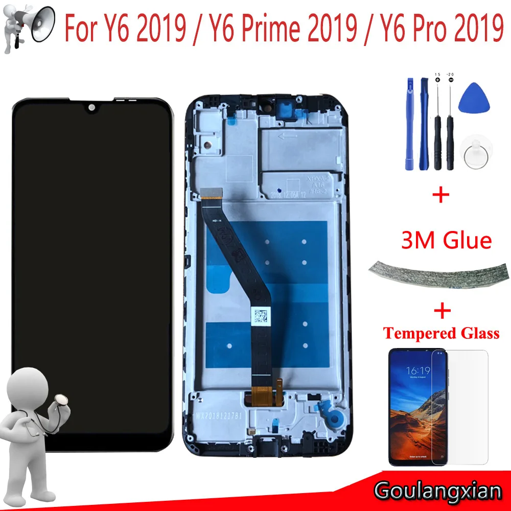 ЖК дисплей с рамкой для Huawei Y6 2019 / Prime Pro Y6s сенсорным экраном и дигитайзером в сборе